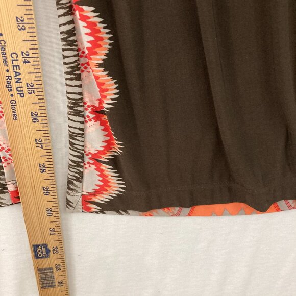 Chico's size XL/3 Brown Orange Boho Abstract Stretch Knit Wide Leg Pull-on Pants - Picture 6 of 8